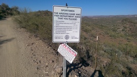 Little Pan Mine Road - Waypoint 6: AZ Fish Dept. Signs