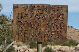 Charouleau Gap / FR# 736 - Waypoint 20: 4x4 Warning sign